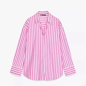 Zara Pink and White Striped Shirt